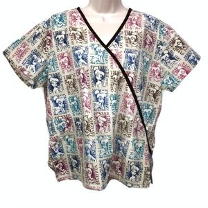 Disney Tinkerbell Fairy Sz Large Scrub Shirt Sassy
